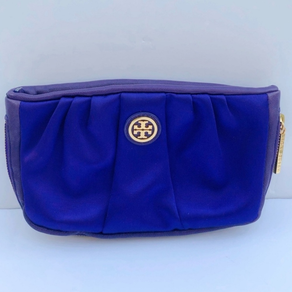 Tory Burch purple clutch pouch makeup bag